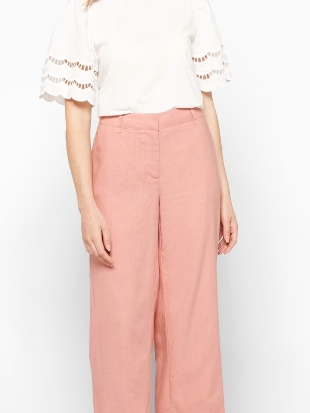 High-Rise Wide-Leg Pants in Light Pink